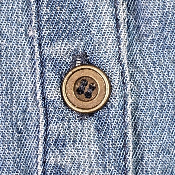 Country Store Denim Dress Modest Length Short Sleeve Floral Womens Size Medium - Picture 5 of 7